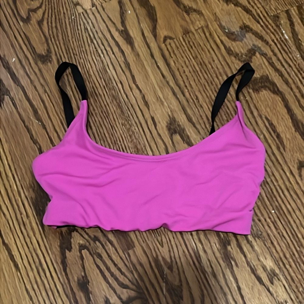 FP Free People Movement Pink Sports Bra with Strappy Black Back Size Small